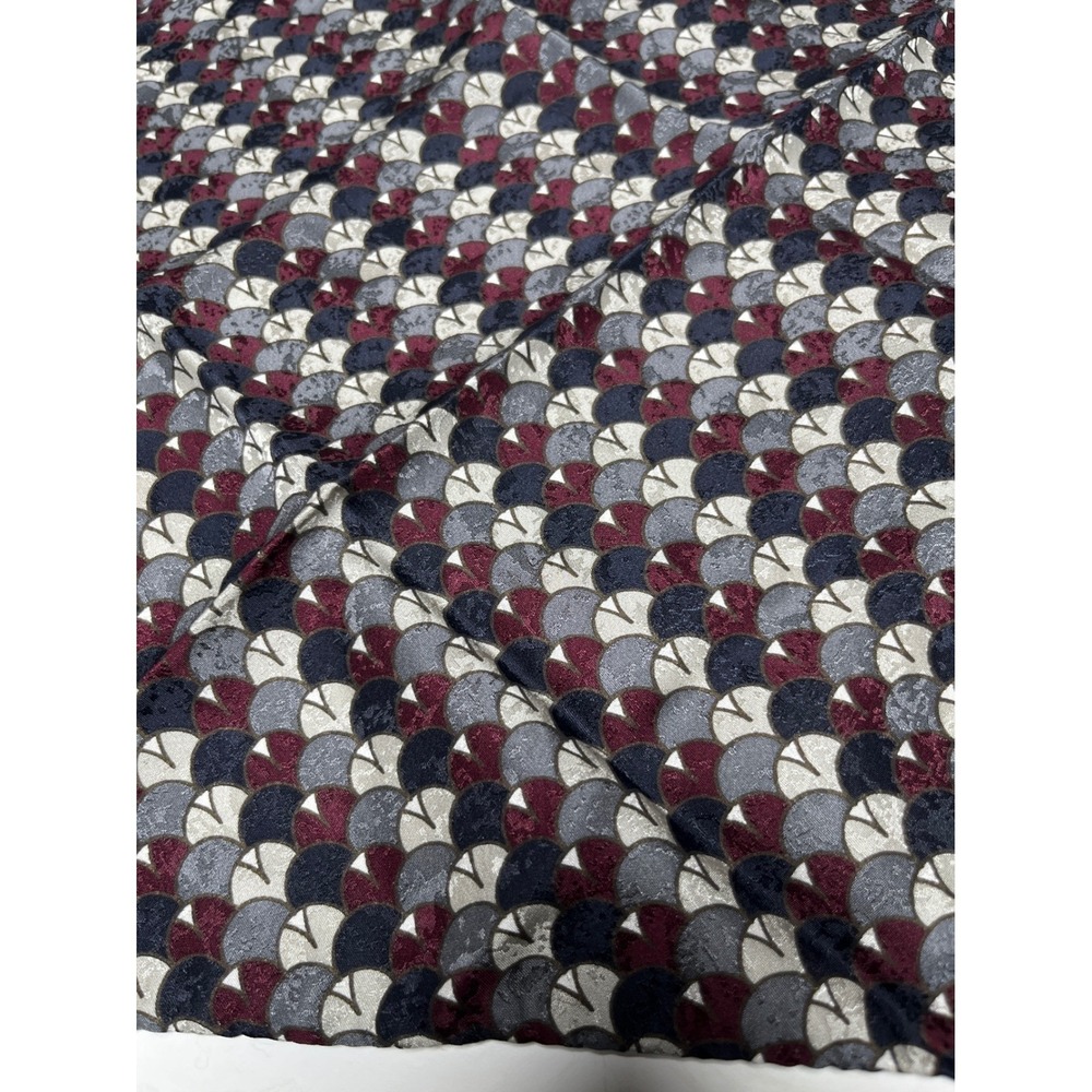 Art Deco Geometric Fan Silk Jacquard Pocket Square Burgundy‎ Navy - Picture 7 of 7